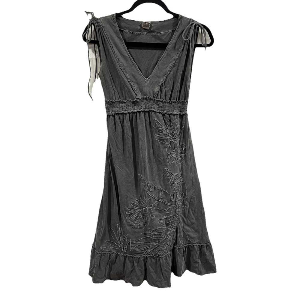 Billabong Vintage Y2K Babydoll Embroidered Mini Dress Grey Size Small Sleeveless